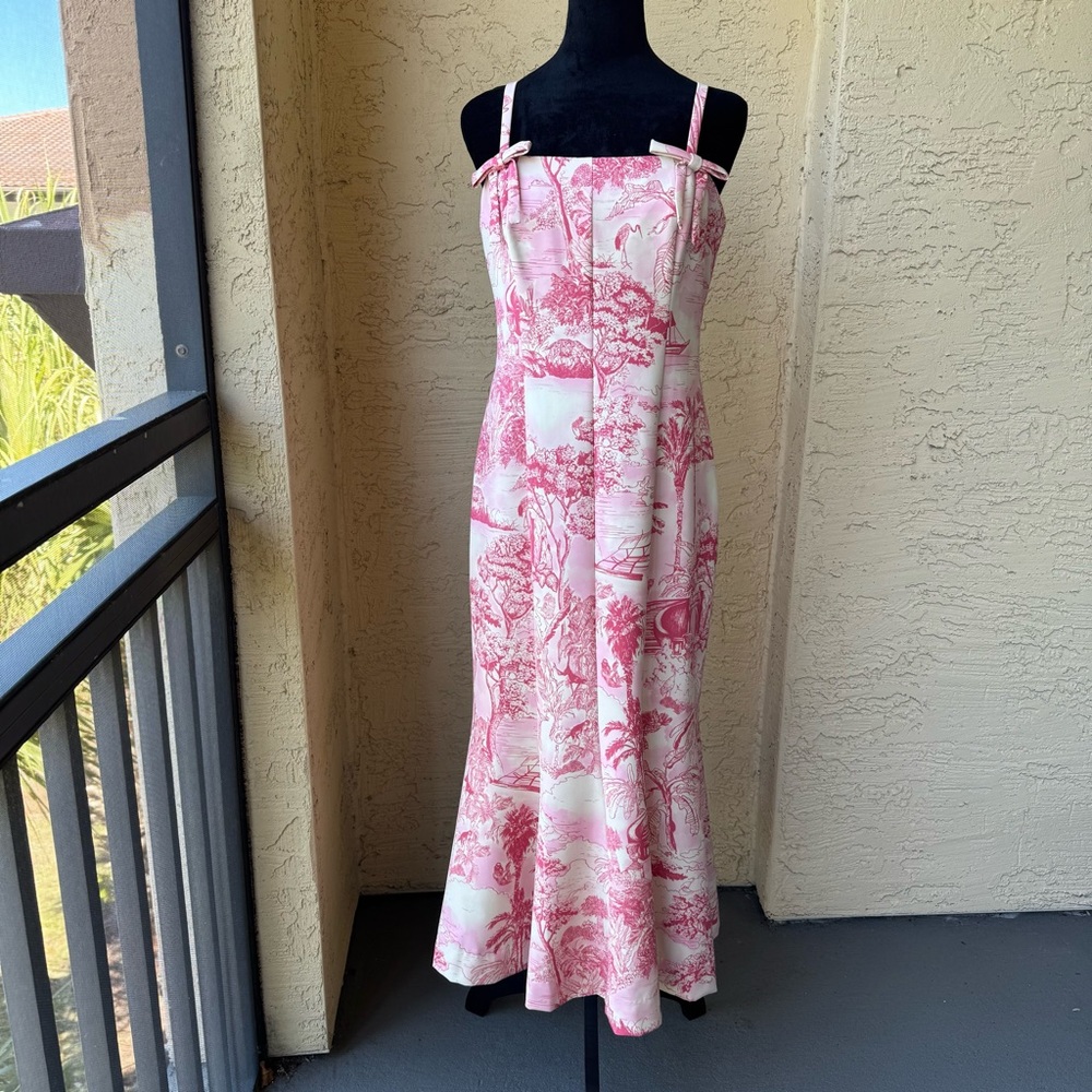 Mestiza New York Calista Midi Dress 10 Pink/Ivory Tropical Toile NWT - Picture 3 of 15